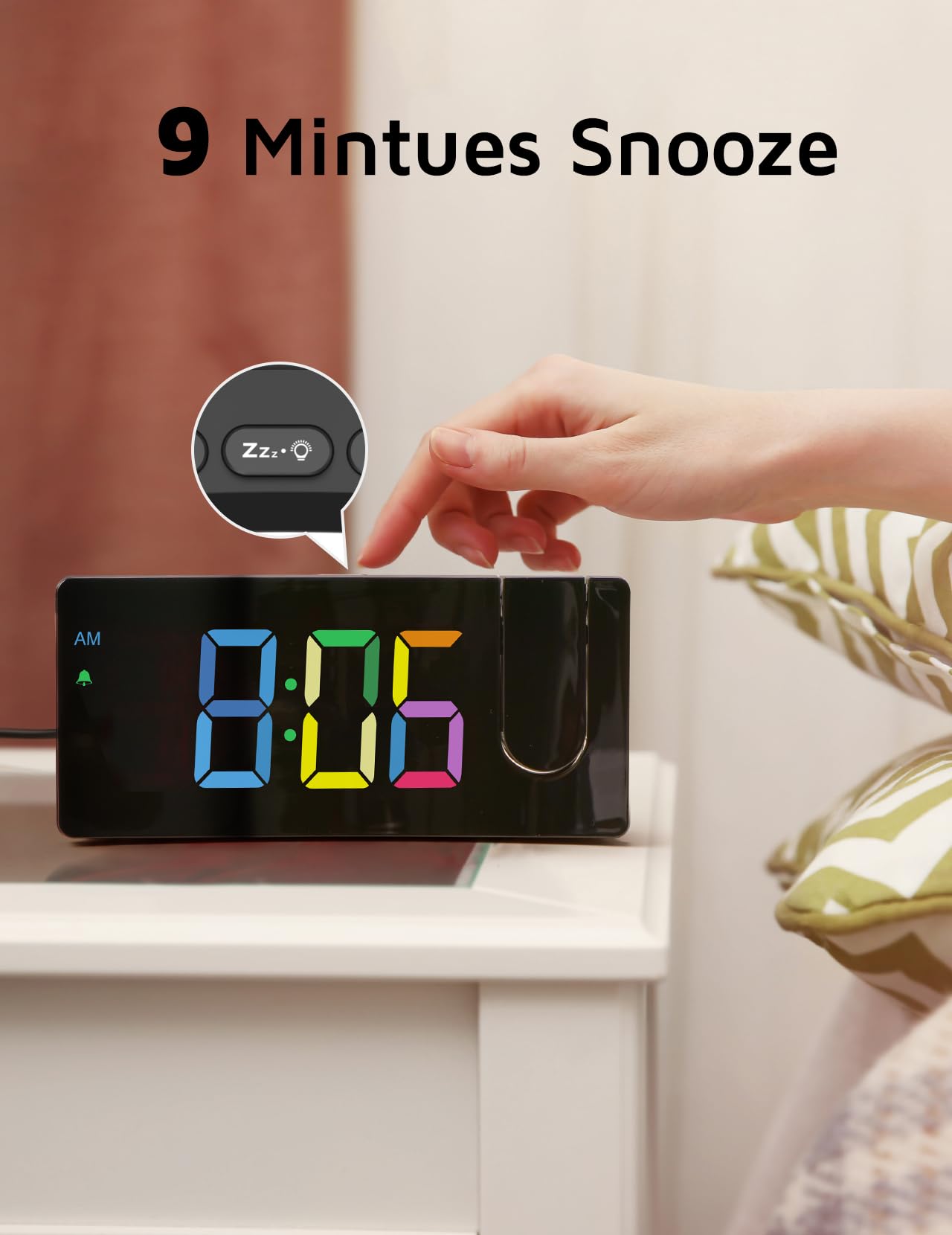 GOLOZA Projection Alarm Clock 180 Degree Rotating LED Clock