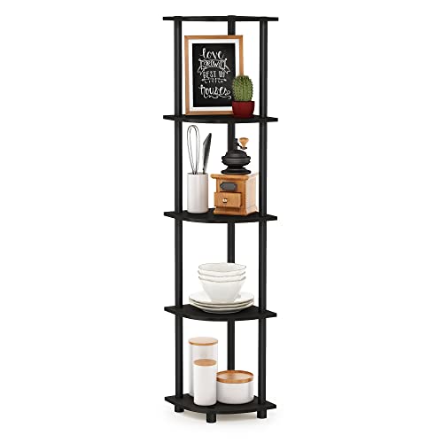 Furinno 5 Tier Corner Shelf Espresso Open Storage Organizer