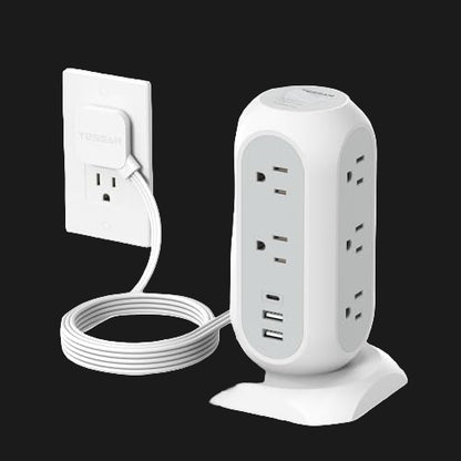 TESSAN Tower Power Strip 11 Outlets 3 USB 6 ft Cord