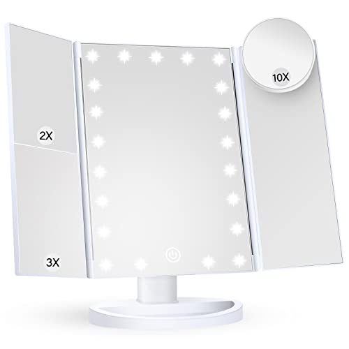 HUONUL Vanity Makeup Mirror Trifold with Lights