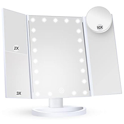 HUONUL Vanity Makeup Mirror Trifold with Lights