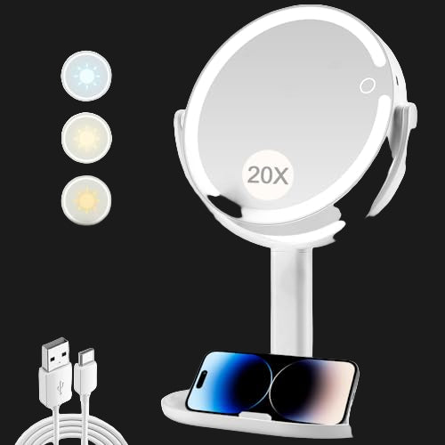 20X Magnifying Makeup Mirror Lighted Dual Sided Mirror