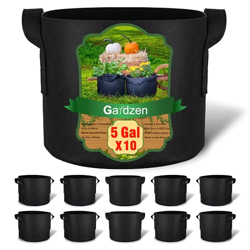Gardzen 5 Gallon Grow Bags 10 Pack Fabric Plant Pots with Handles