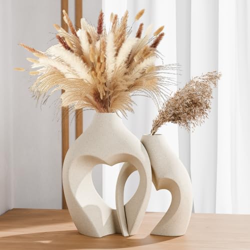 Zormon Heart Ceramic Vases Set of 2 Nordic Minimalist Decor