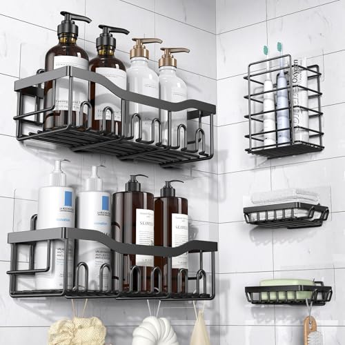 EUDELE Adhesive Shower Caddy 5 Pack Rustproof Organizer