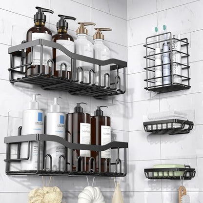 EUDELE Adhesive Shower Caddy 5 Pack Rustproof Organizer