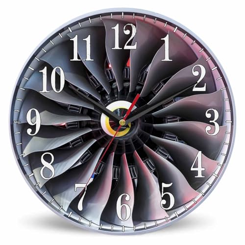 Mxocom Jet Engine Wall Clock Vintage Turbine Fan Decor 10 Inch