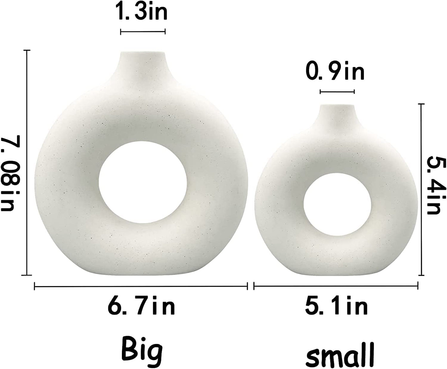 Heart Ceramic Vases Set of 2 Nordic Minimalist Decor