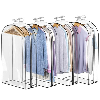Liuoud Clear Garment Bags 4 Pack 40 Inch Gusseted Suit Covers