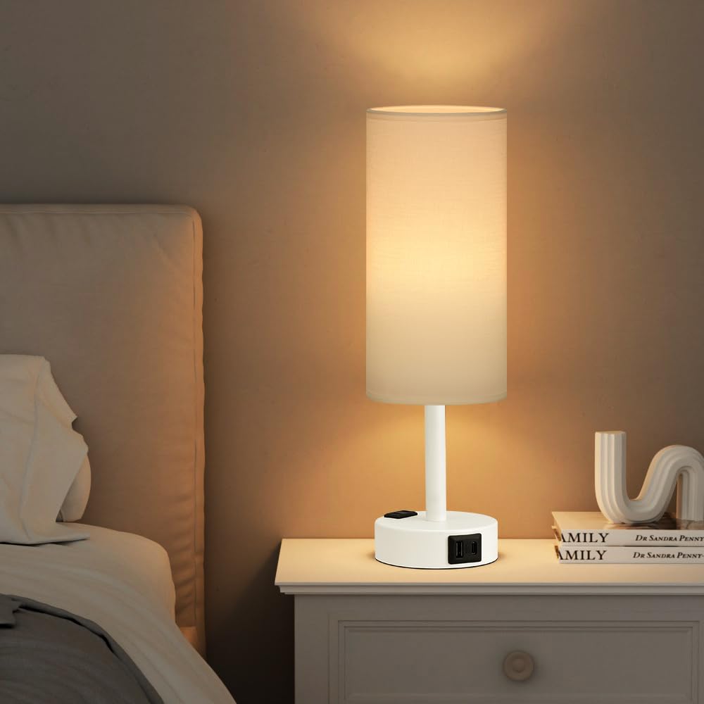 Fenmzee Rose Gold Crystal Touch Lamp 3 Way Dimmable with USB