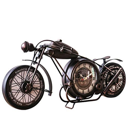 Metal Motorcycle Wall Clock Bronze Decorative Shelf Clock