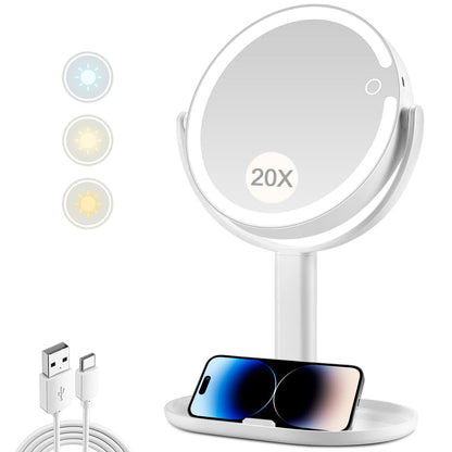 20X Magnifying Makeup Mirror Lighted Dual Sided Mirror