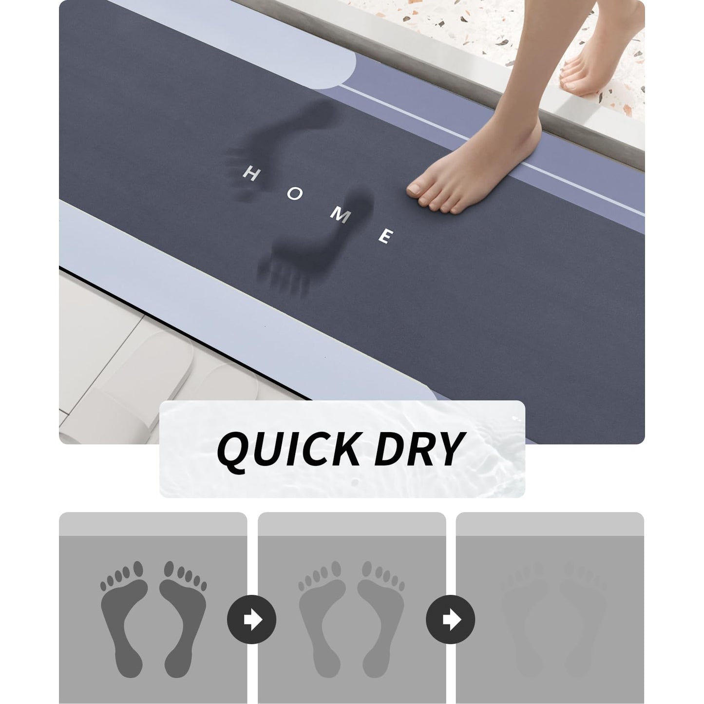 3PCS GORILLA GRIP Bath Rug Soft Chenille Absorbent Mat