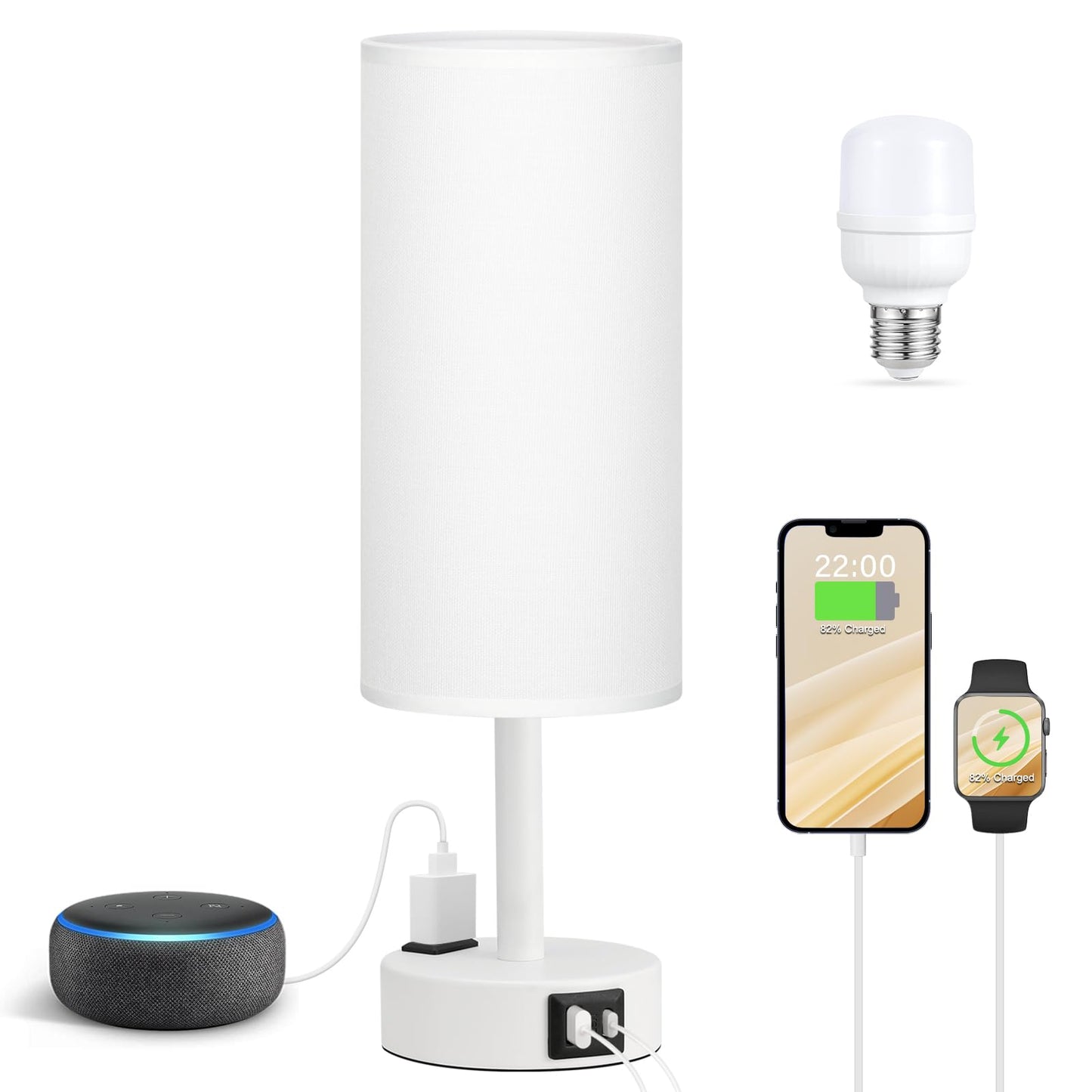 Fenmzee Rose Gold Crystal Touch Lamp 3 Way Dimmable with USB