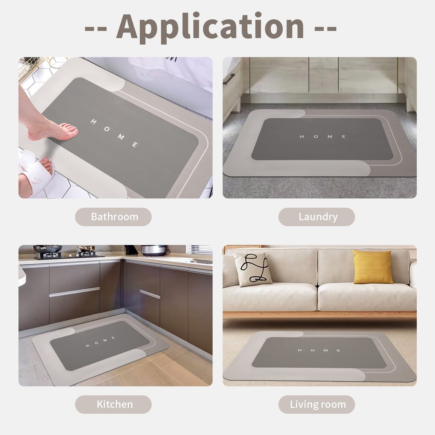 3PCS GORILLA GRIP Bath Rug Soft Chenille Absorbent Mat