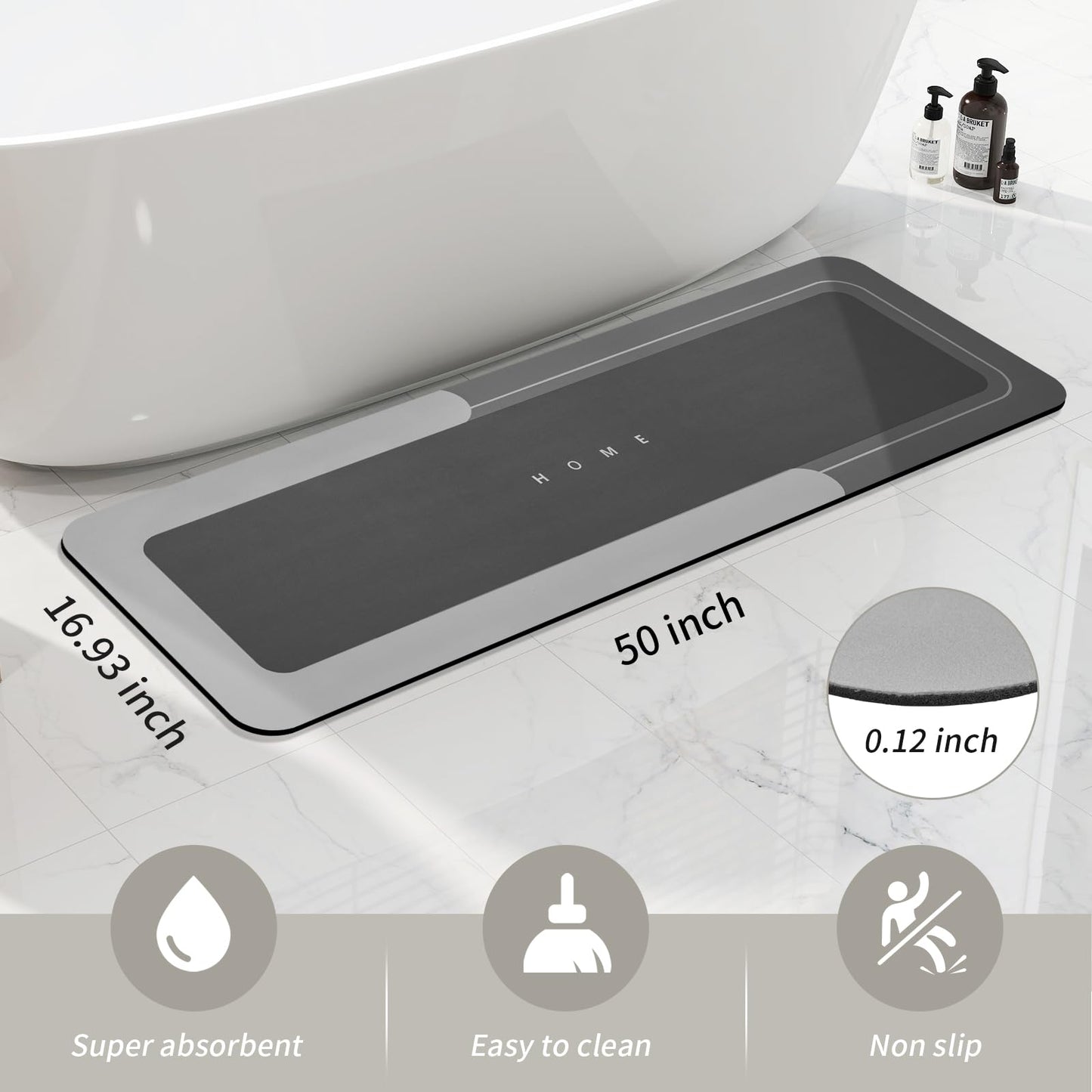 3PCS GORILLA GRIP Bath Rug Soft Chenille Absorbent Mat