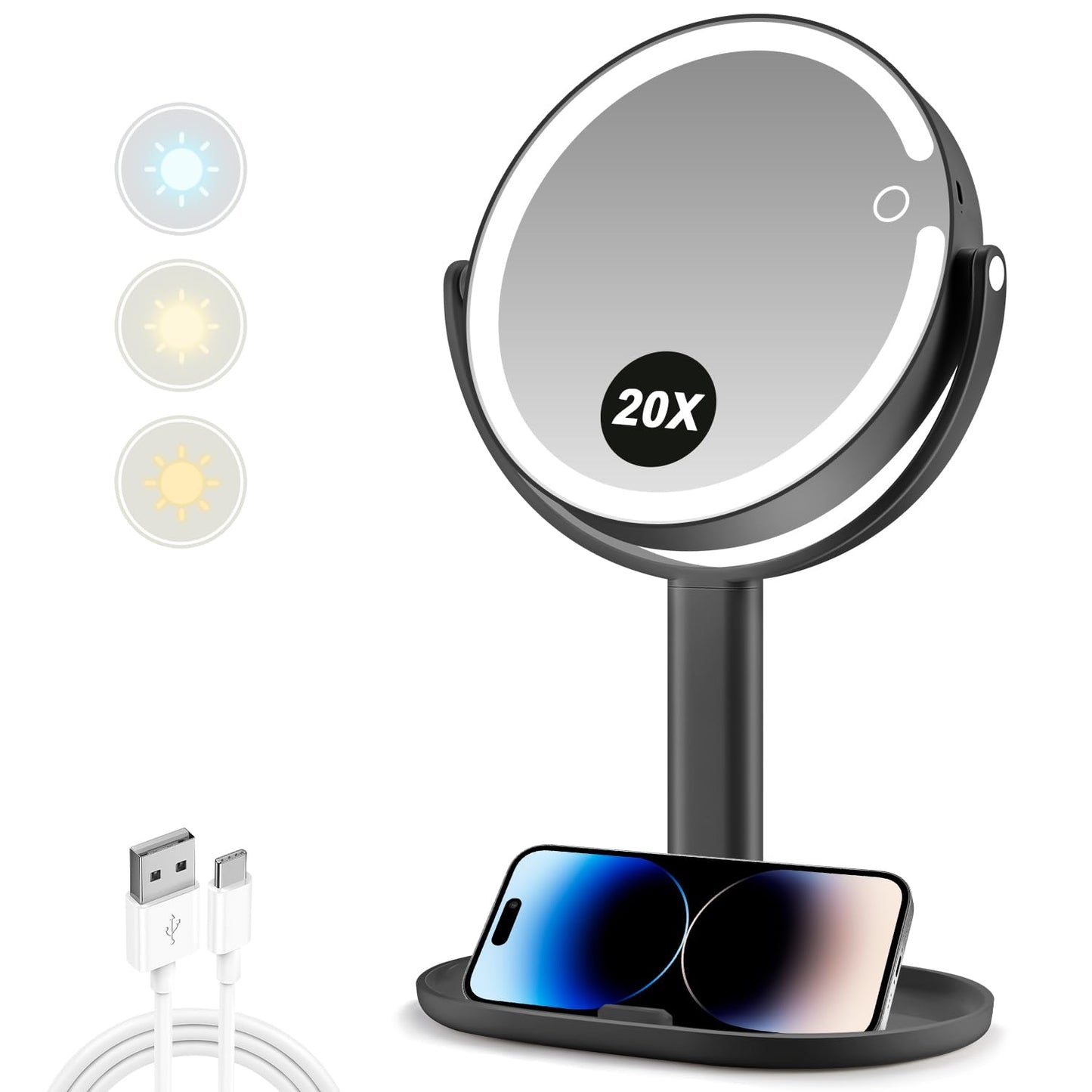 20X Magnifying Makeup Mirror Lighted Dual Sided Mirror