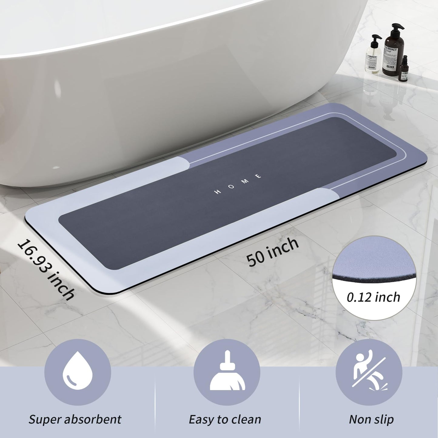 3PCS GORILLA GRIP Bath Rug Soft Chenille Absorbent Mat