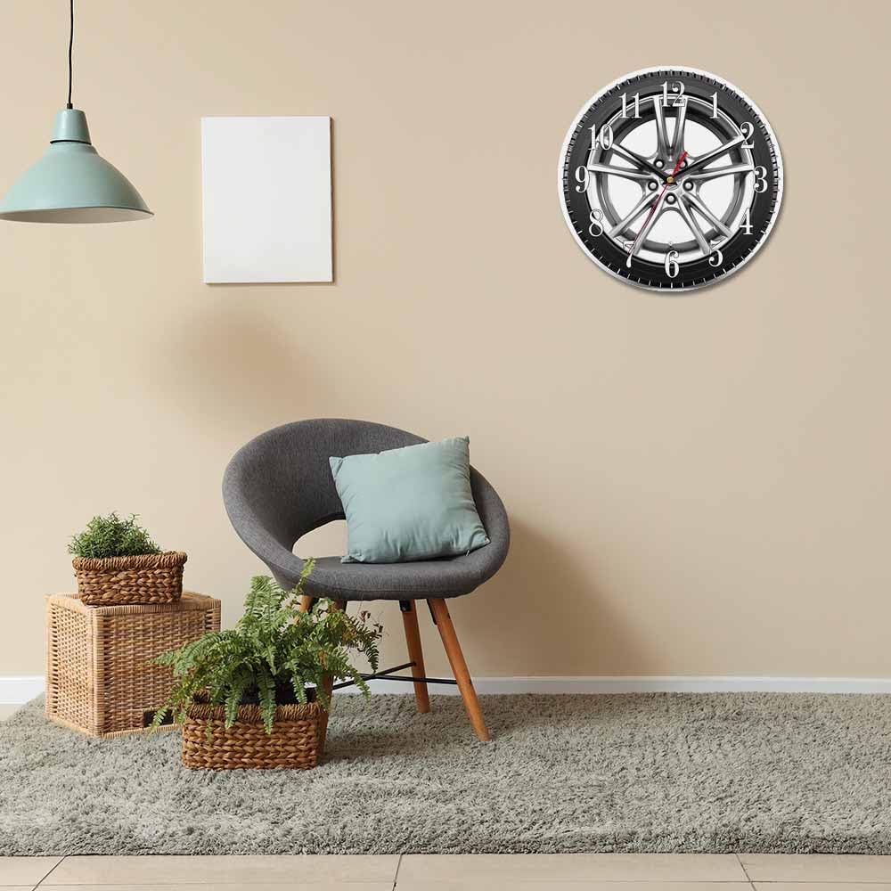 Mxocom Wheel Wall Clock Modern Car Tire Style Clock 10 Inch