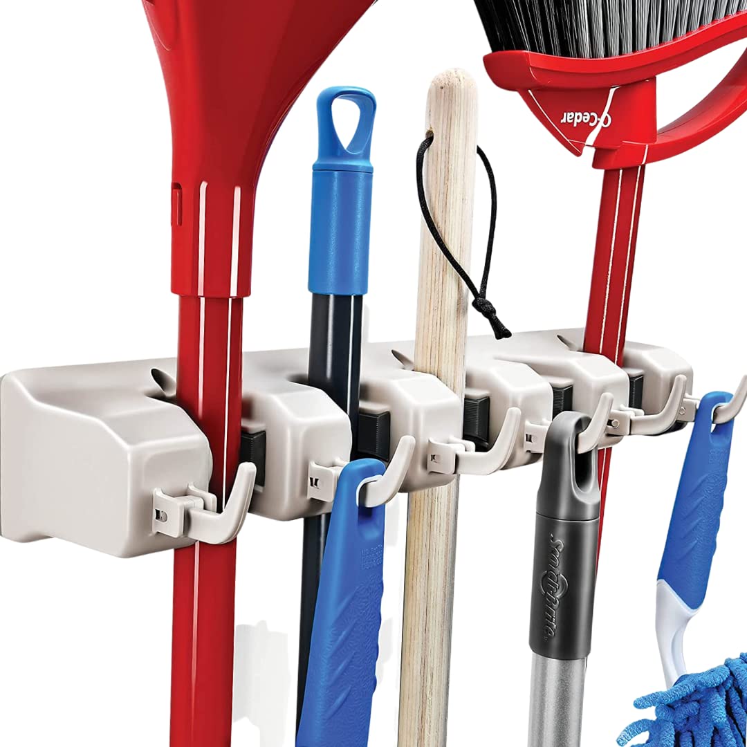 Homeit Mop and Broom Holder Wall Mount Organizer