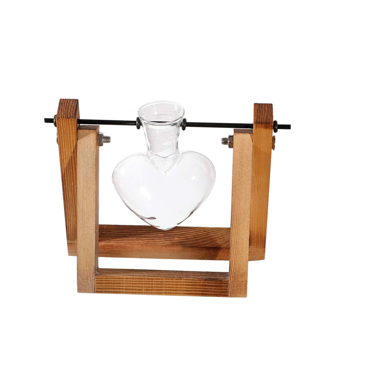 Kingbuy Terrarium Propagation Station 3 Bulb Glass Vase on Wooden Stand