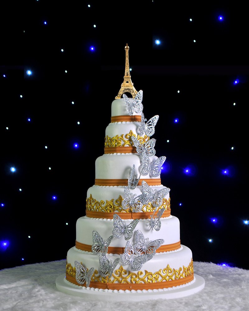 ESHATO Eiffel Tower Statue Gold Metal Decorative Figurine 7 Inch