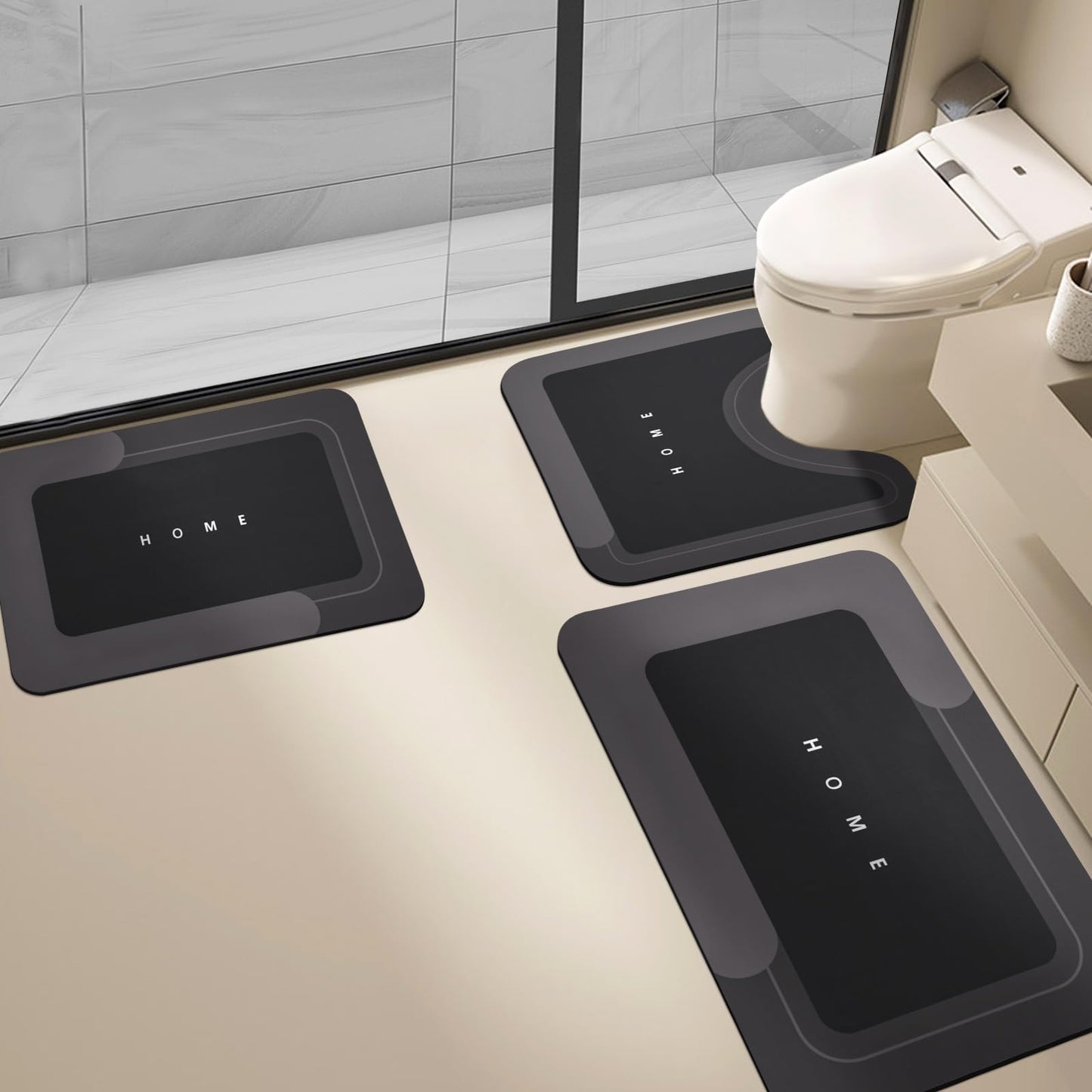 3PCS GORILLA GRIP Bath Rug Soft Chenille Absorbent Mat