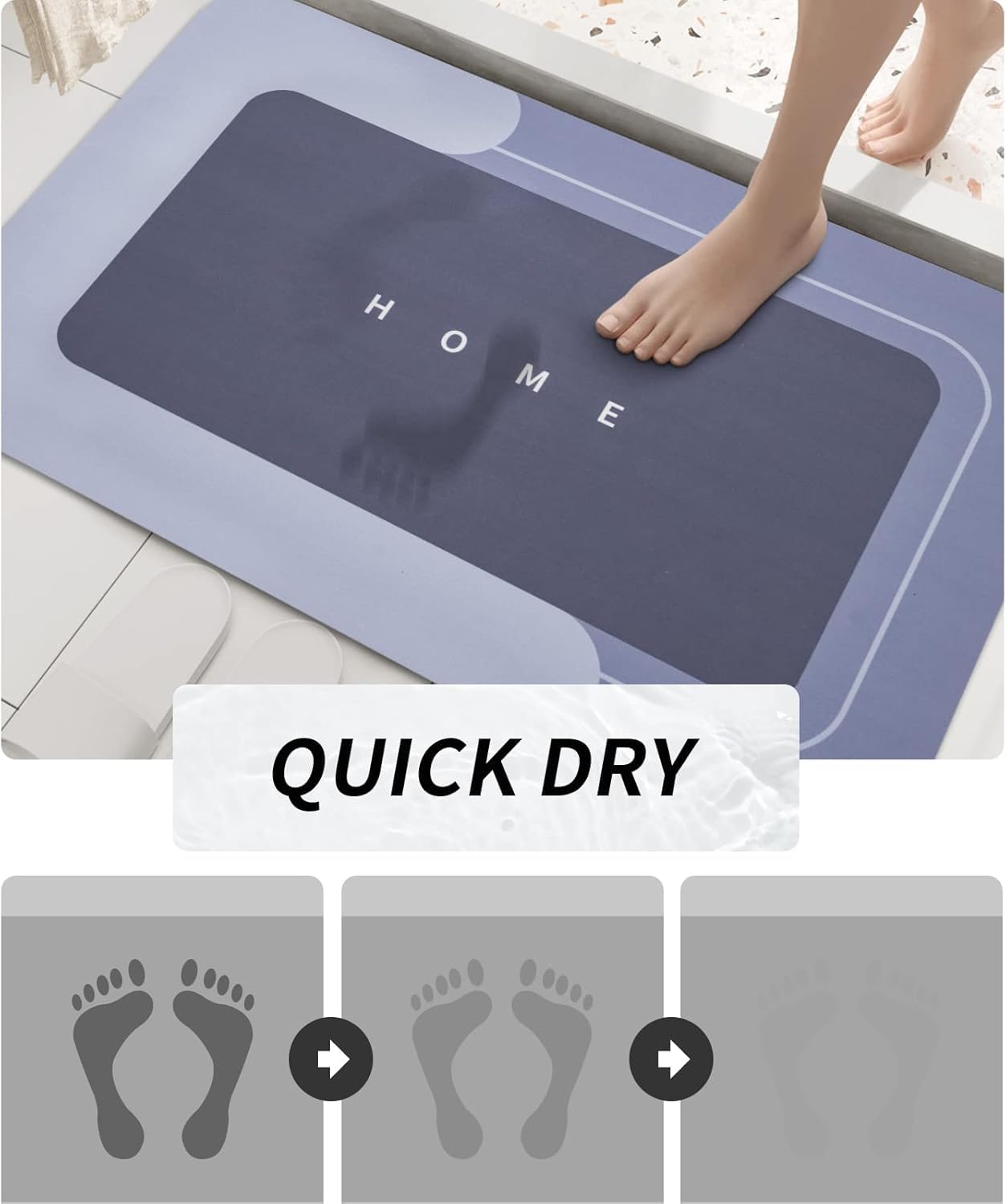 3PCS GORILLA GRIP Bath Rug Soft Chenille Absorbent Mat