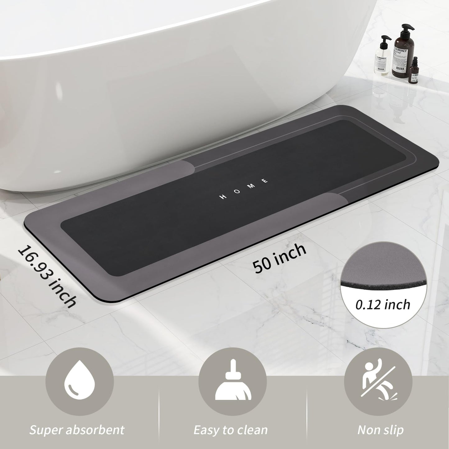 3PCS GORILLA GRIP Bath Rug Soft Chenille Absorbent Mat