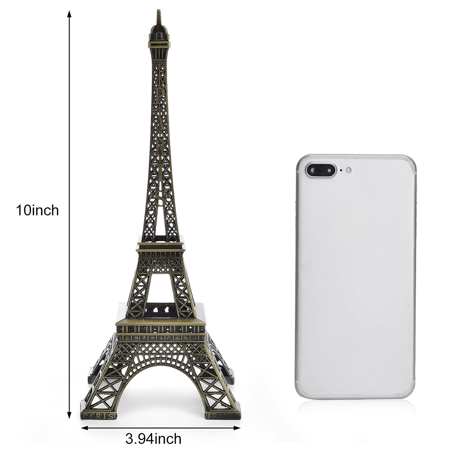 ESHATO Eiffel Tower Statue Gold Metal Decorative Figurine 7 Inch