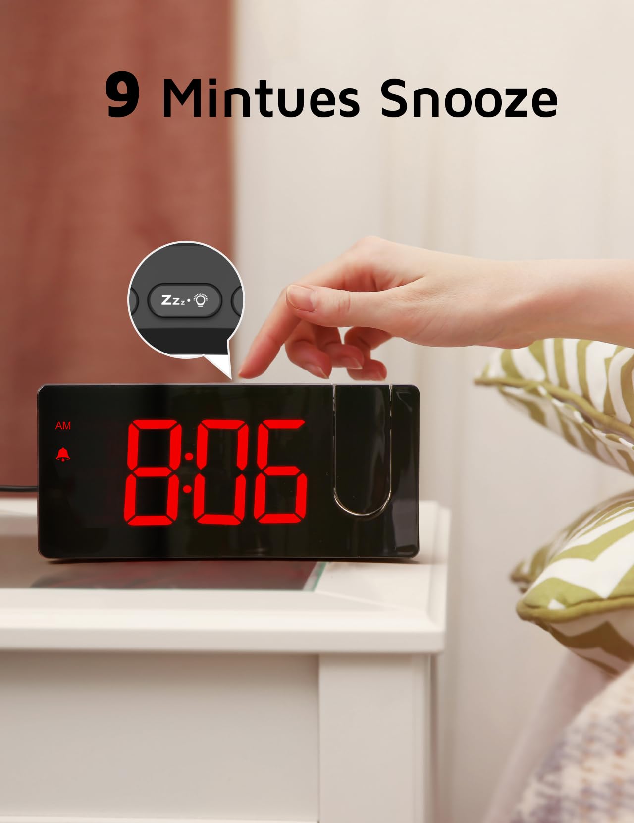 GOLOZA Projection Alarm Clock 180 Degree Rotating LED Clock