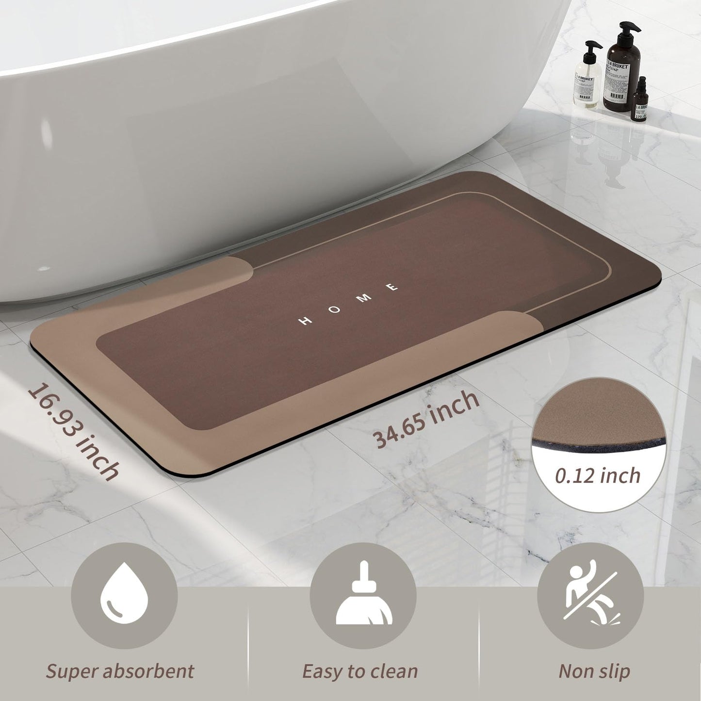 3PCS GORILLA GRIP Bath Rug Soft Chenille Absorbent Mat