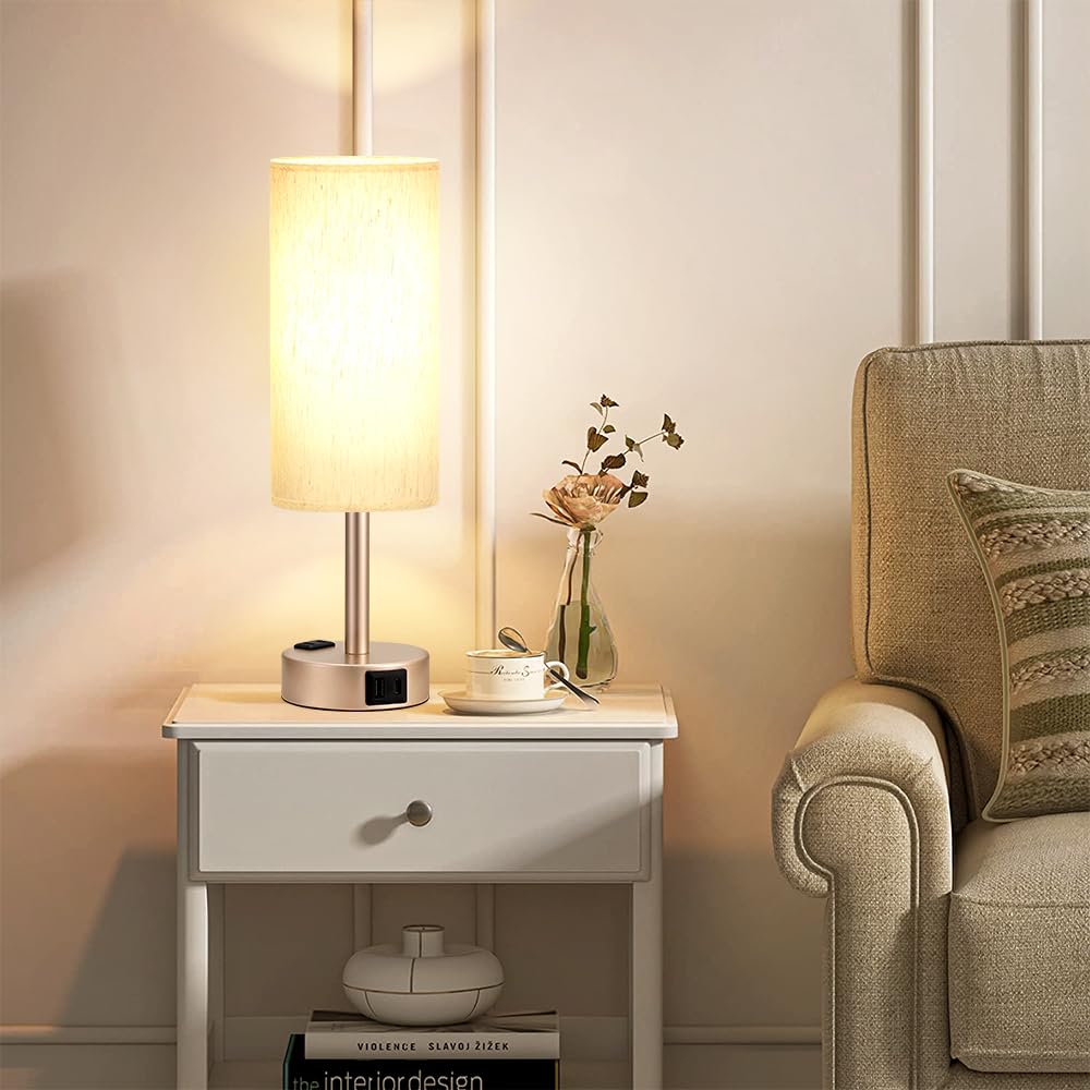 Fenmzee Rose Gold Crystal Touch Lamp 3 Way Dimmable with USB