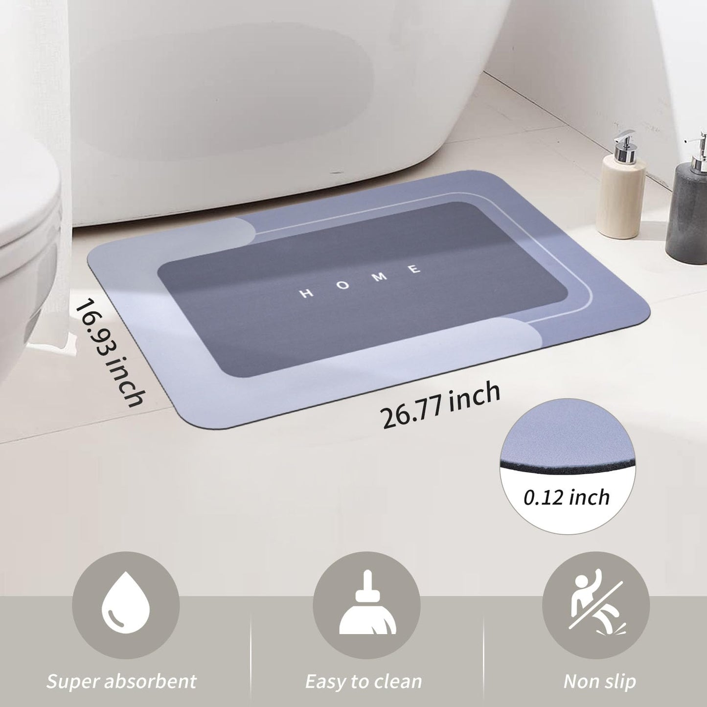 3PCS GORILLA GRIP Bath Rug Soft Chenille Absorbent Mat