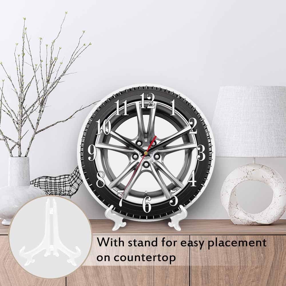 Mxocom Wheel Wall Clock Modern Car Tire Style Clock 10 Inch