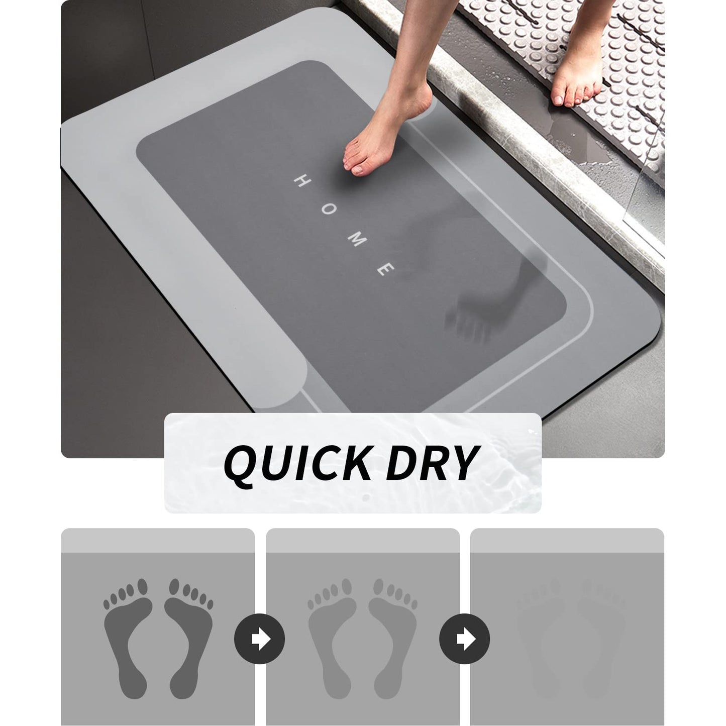 3PCS GORILLA GRIP Bath Rug Soft Chenille Absorbent Mat