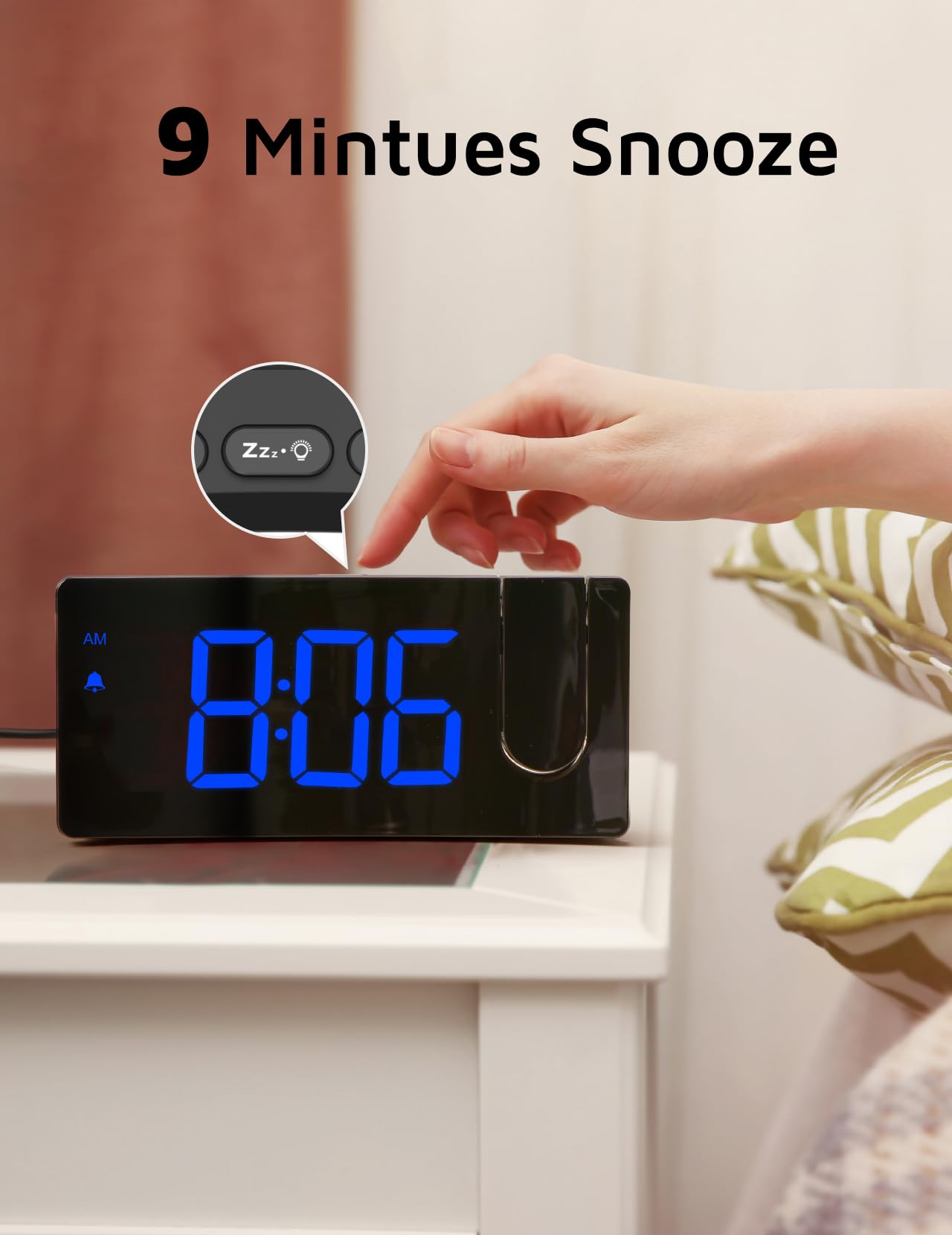 GOLOZA Projection Alarm Clock 180 Degree Rotating LED Clock