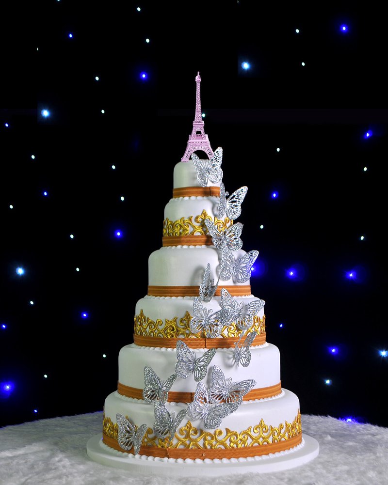 ESHATO Eiffel Tower Statue Gold Metal Decorative Figurine 7 Inch