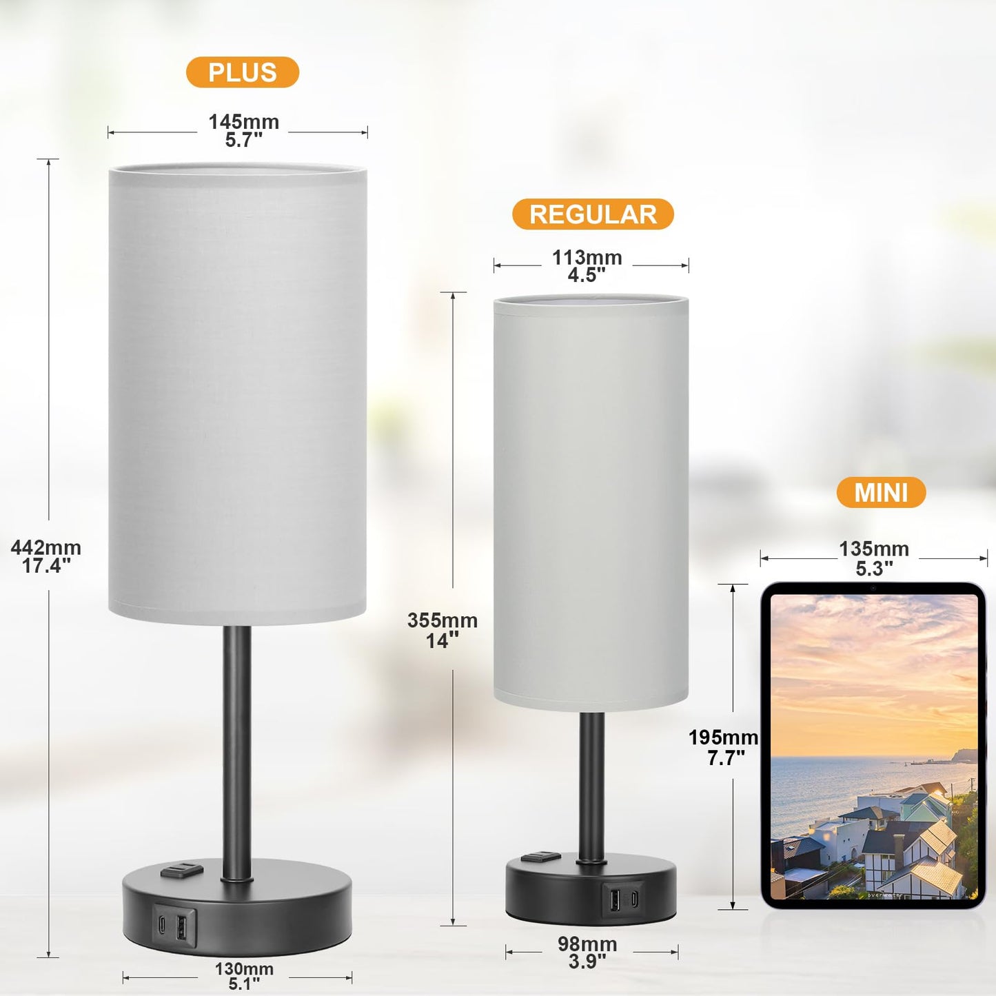 Fenmzee Rose Gold Crystal Touch Lamp 3 Way Dimmable with USB