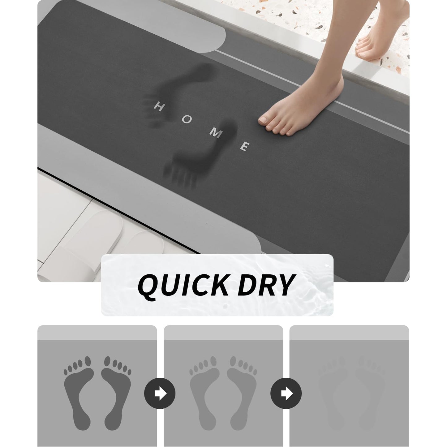 3PCS GORILLA GRIP Bath Rug Soft Chenille Absorbent Mat