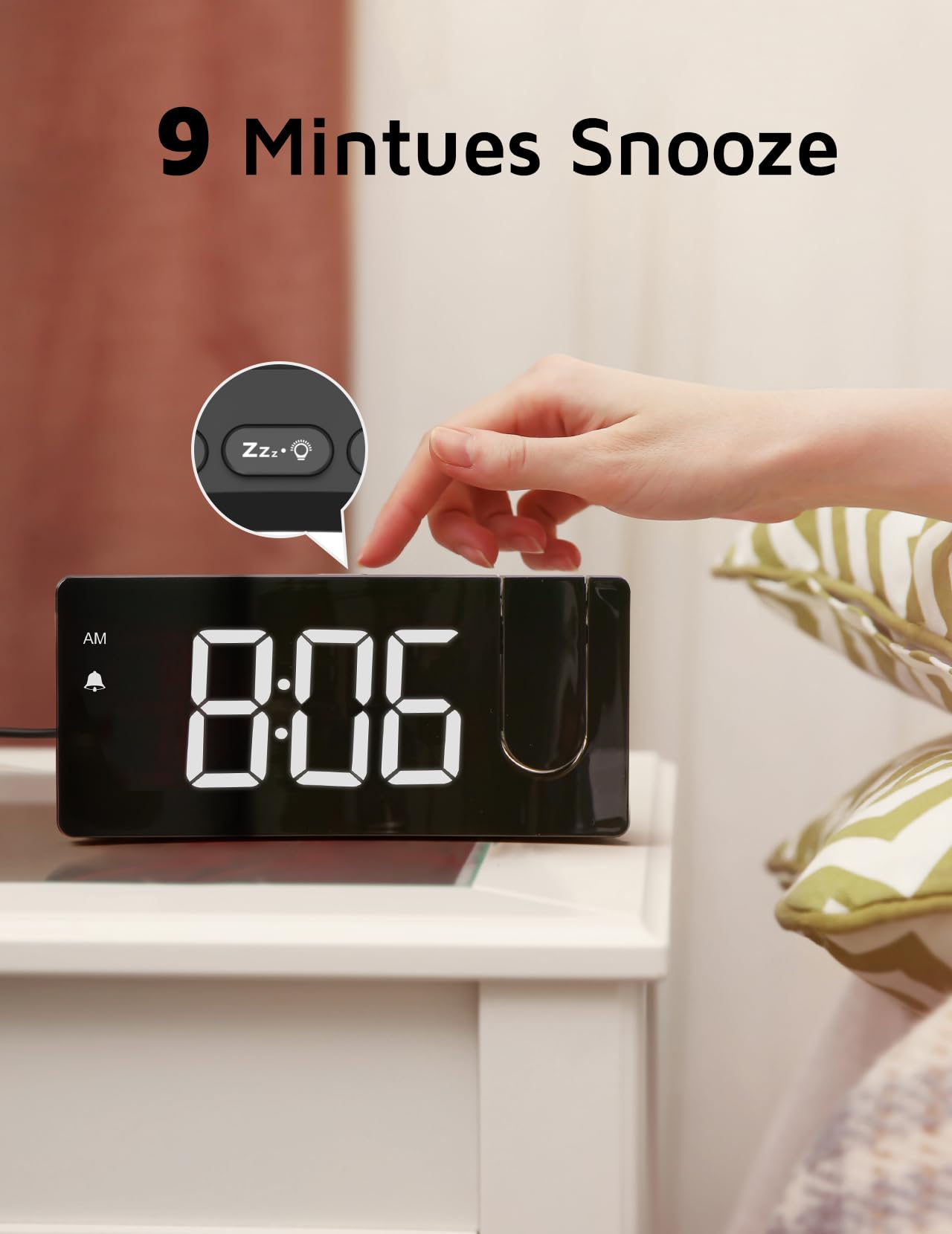 GOLOZA Projection Alarm Clock 180 Degree Rotating LED Clock