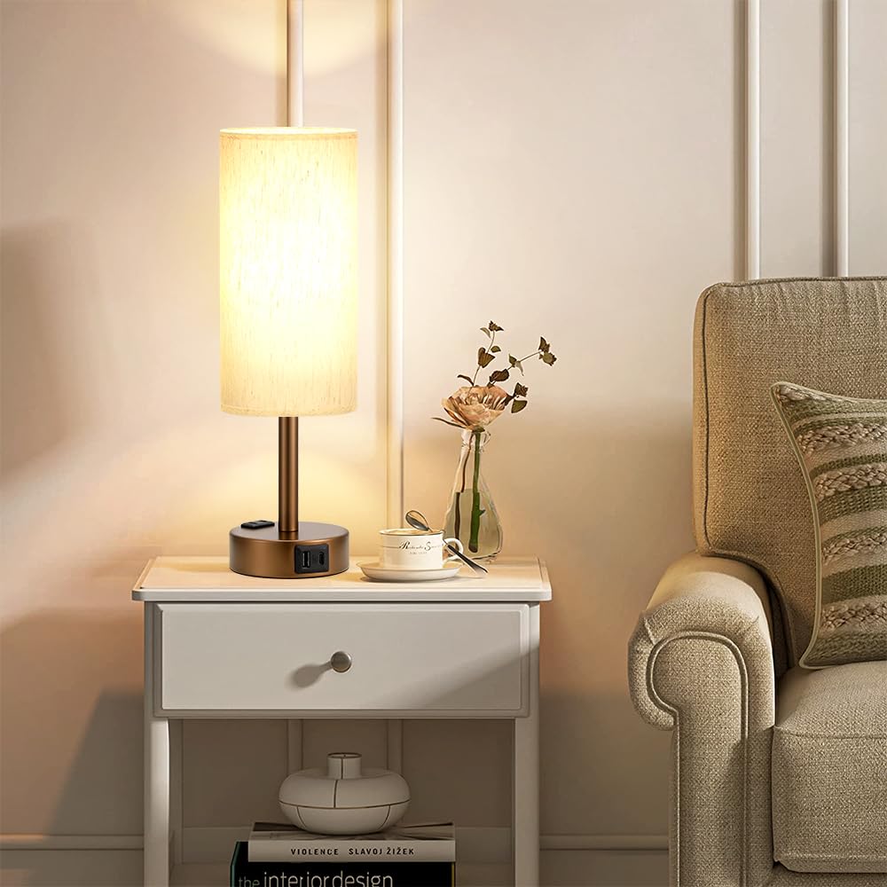 Fenmzee Rose Gold Crystal Touch Lamp 3 Way Dimmable with USB