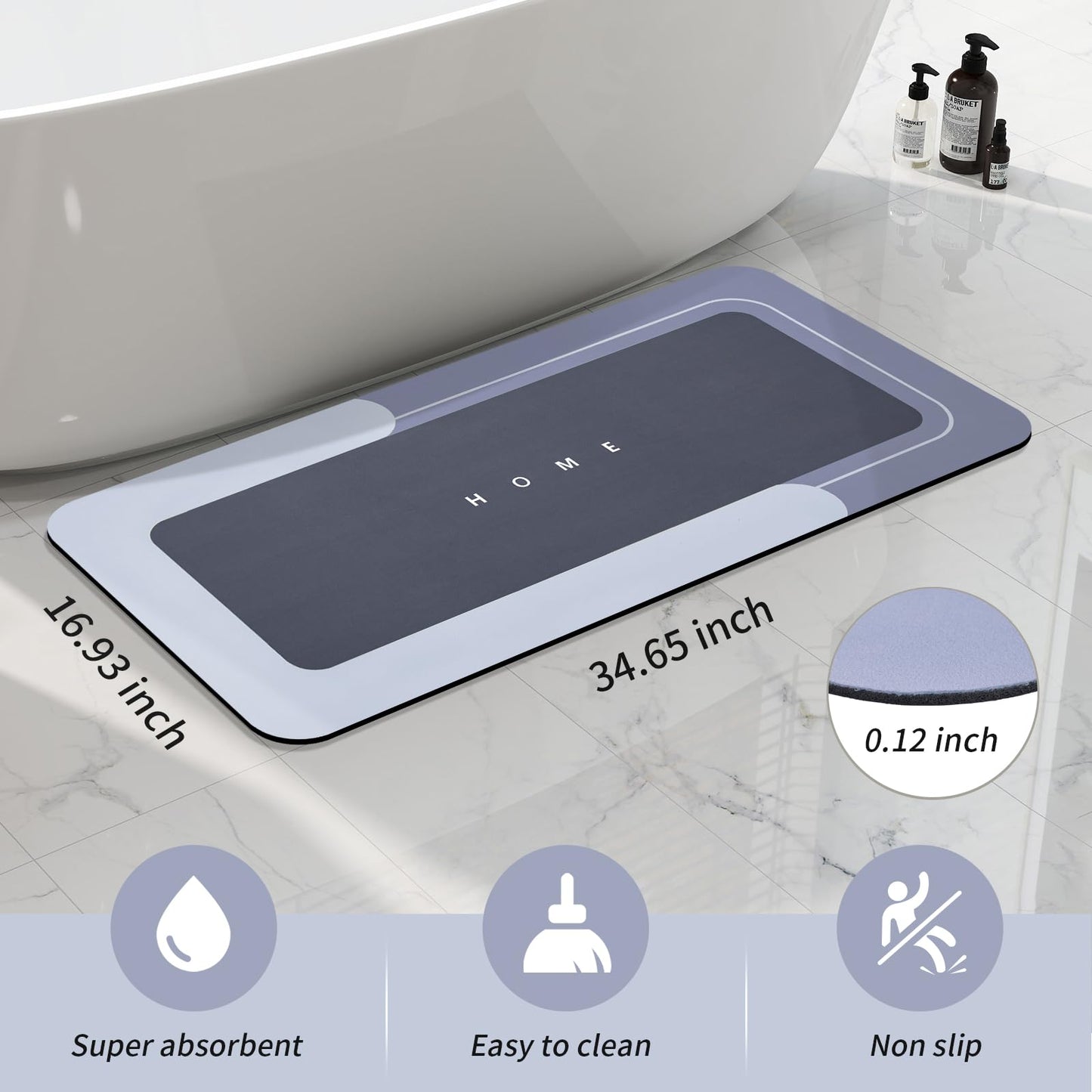 3PCS GORILLA GRIP Bath Rug Soft Chenille Absorbent Mat