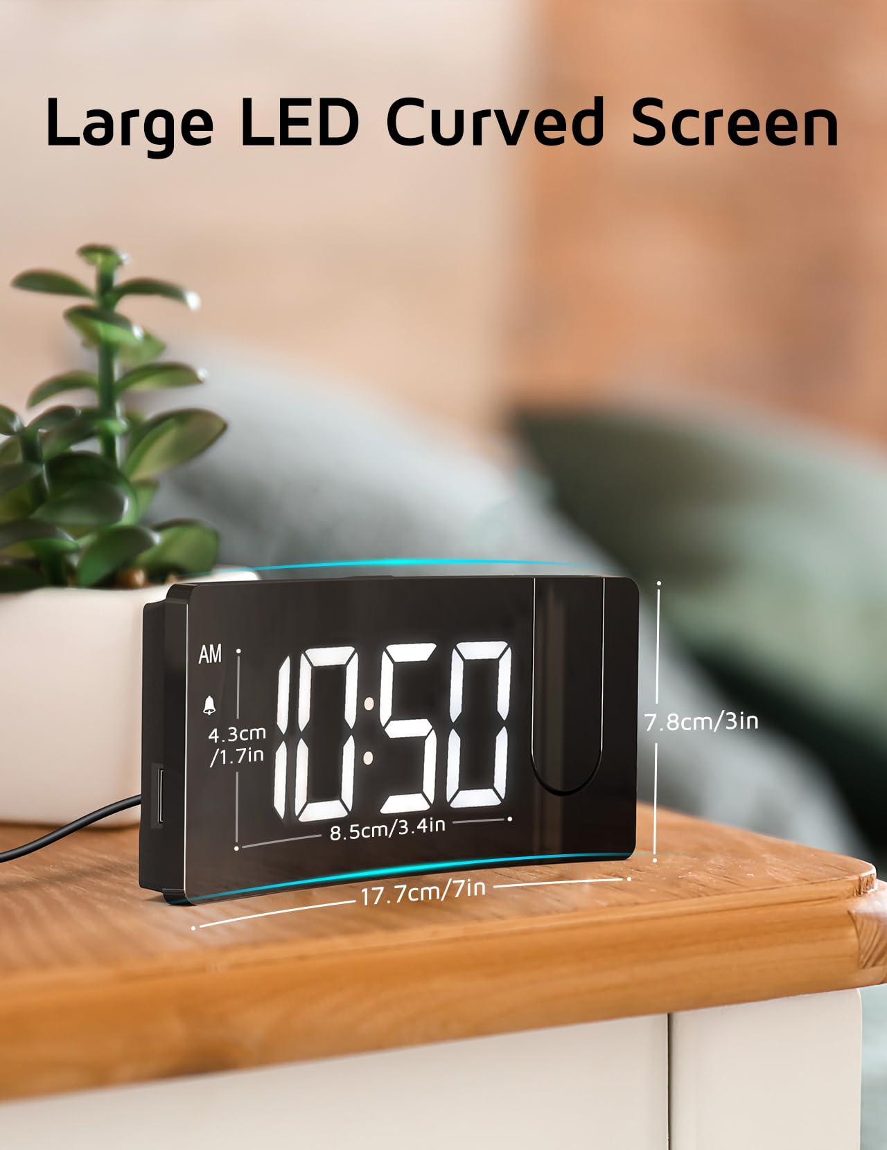 GOLOZA Projection Alarm Clock 180 Degree Rotating LED Clock