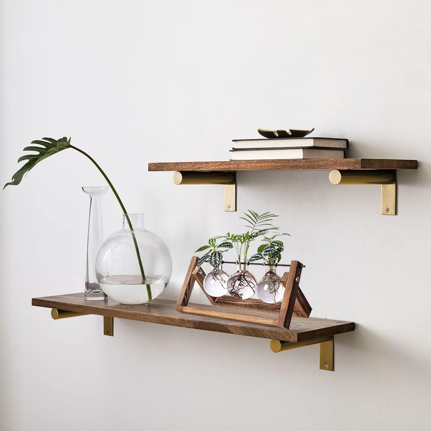 Kingbuy Terrarium Propagation Station 3 Bulb Glass Vase on Wooden Stand