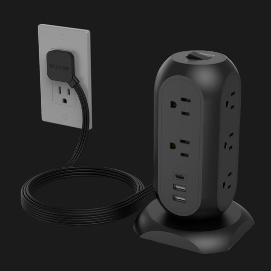 TESSAN Tower Power Strip 11 Outlets 3 USB 6 ft Cord