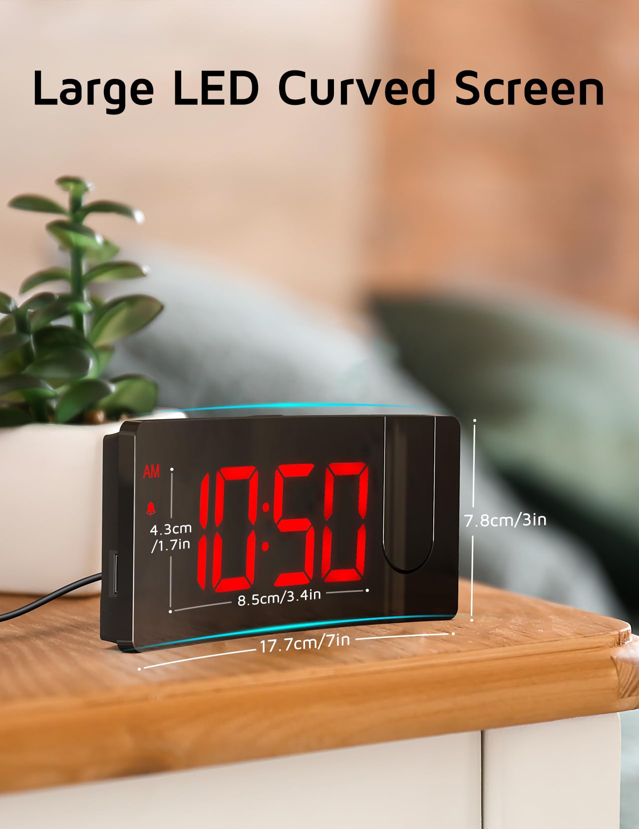 GOLOZA Projection Alarm Clock 180 Degree Rotating LED Clock