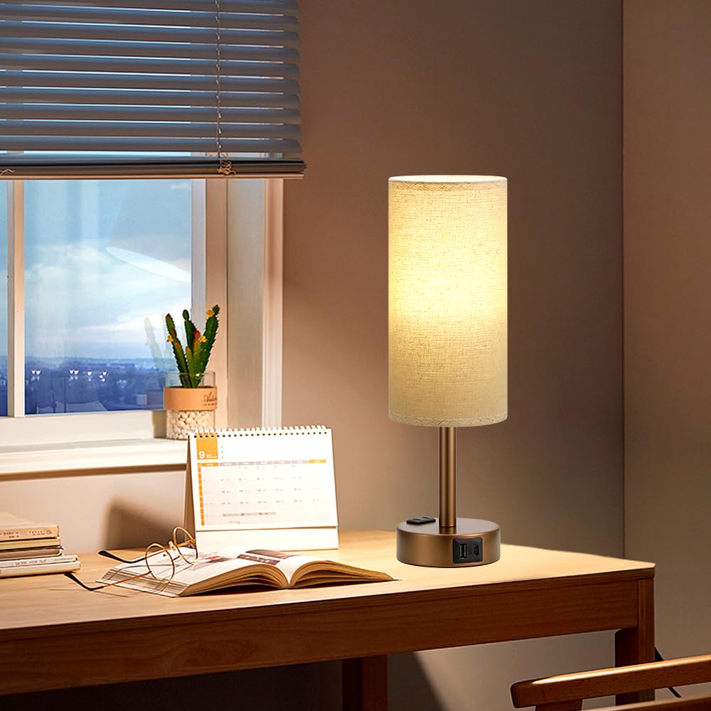 Fenmzee Rose Gold Crystal Touch Lamp 3 Way Dimmable with USB