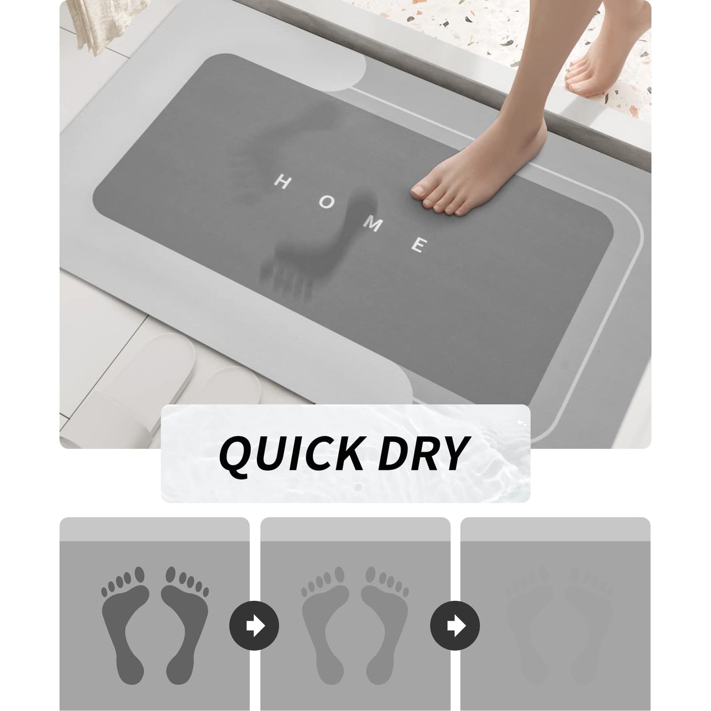 3PCS GORILLA GRIP Bath Rug Soft Chenille Absorbent Mat