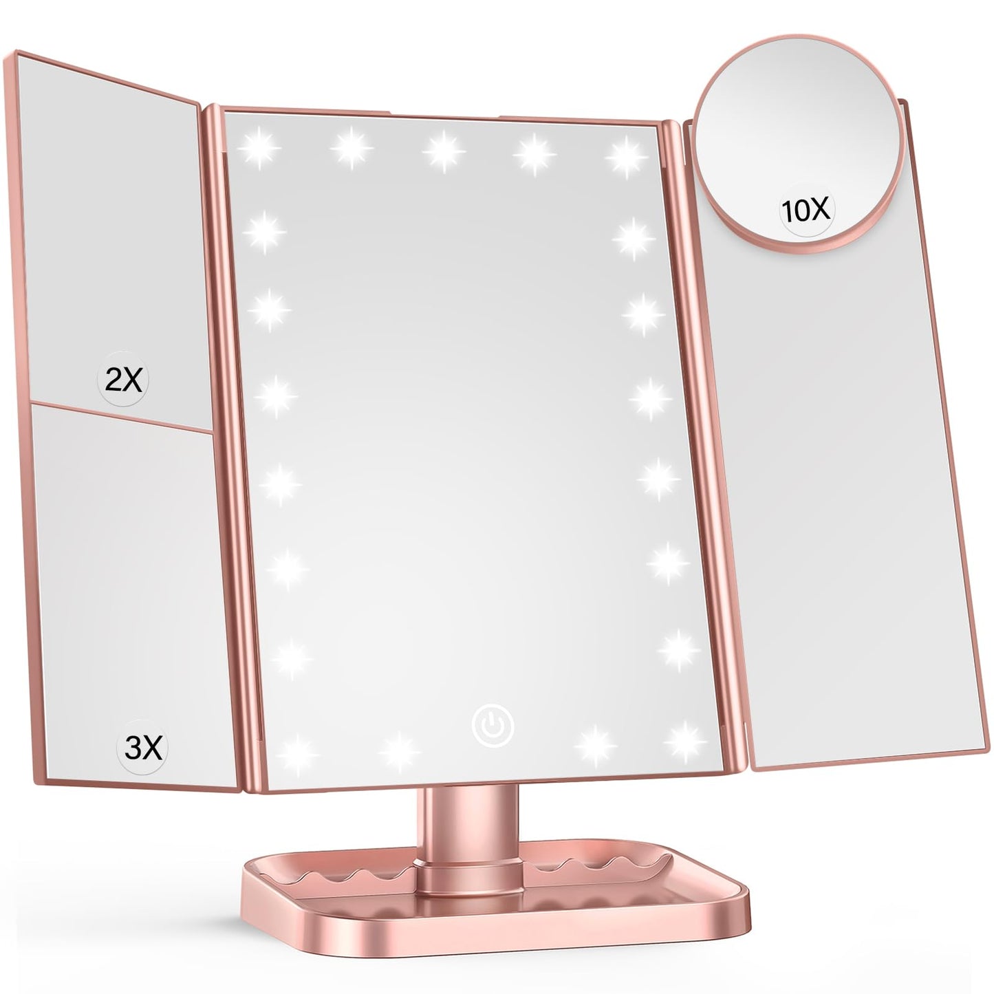 HUONUL Vanity Makeup Mirror Trifold with Lights
